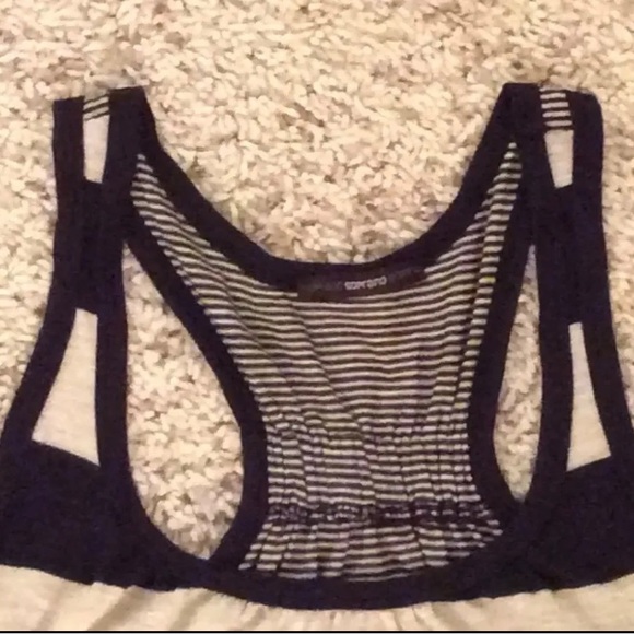 Soprano Brand Raceback Striped Tank Top Black/Beige-Junior Size:Small - EUC - Picture 2 of 5